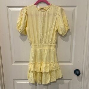 Idem Ditto yellow open back Ruffle mini dress, small